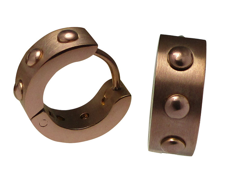 Herren Ohrringe Titan Verschluss Edelstahl Klapp Creolen Bicolor Schwarz Gold Silber Braun Niet ERTS020