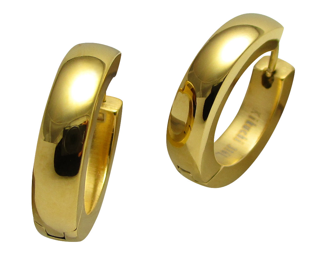 🎉 Edelstahl Ohrringe groß Ø 22 mm Creolen XL Bogen Hoop Silber Gold Schwarz Rotgold ER15101
