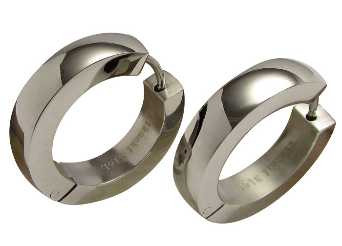🎉 Edelstahl Ohrringe groß Ø 22 mm Creolen XL Bogen Hoop Silber Gold Schwarz Rotgold ER15101