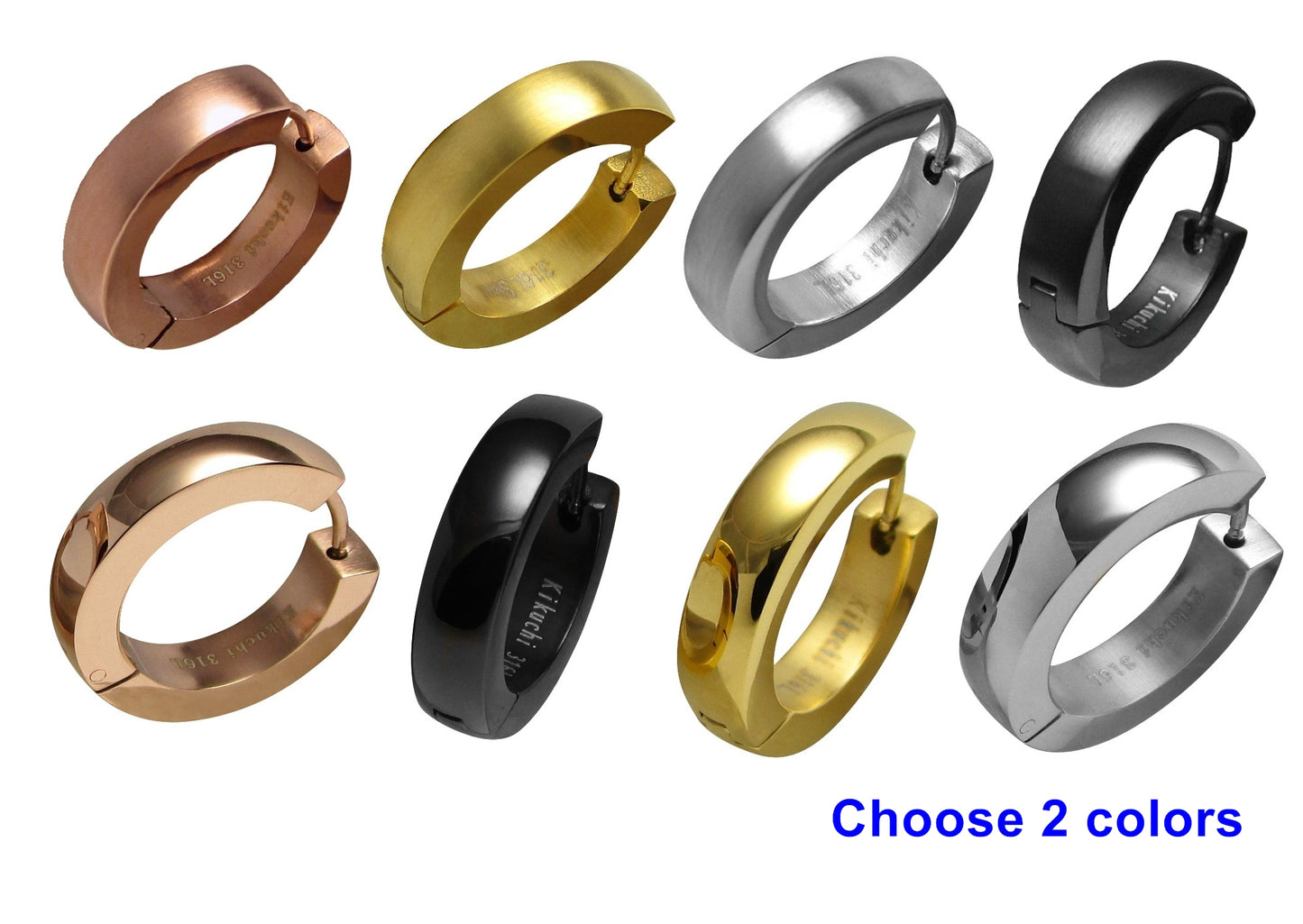 🎉 Edelstahl Ohrringe groß Ø 22 mm Creolen XL Bogen Hoop Silber Gold Schwarz Rotgold ER15101