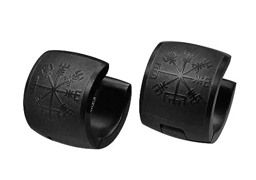 Kikuchi Earrings Titanium Rods Stainless Steel Hoop Earrings 10mm Extra Wide Vegvísir ERTS031