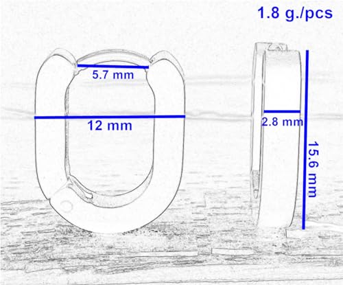 Edelstahl Ohrringe Oval Ø 15,6 mm Allseitig Matt Schwarz Blau Silber & Hochglänzend Creolen für Herren Damen ER15181
