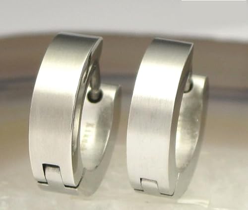 Kikuchi earrings Ø 12-18 mm titanium Clasp stainless steel hoop huggies angular matt silver women men
