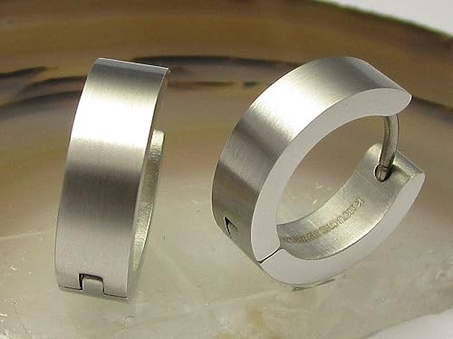 Kikuchi earrings Ø 12-18 mm titanium Clasp stainless steel hoop huggies angular matt silver women men