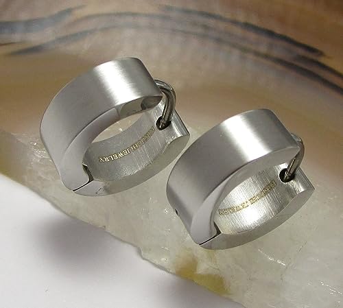 Kikuchi earrings Ø 12-18 mm titanium Clasp stainless steel hoop huggies angular matt silver women men