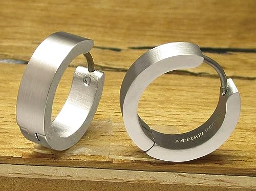 Kikuchi earrings Ø 12-18 mm titanium Clasp stainless steel hoop huggies angular matt silver women men