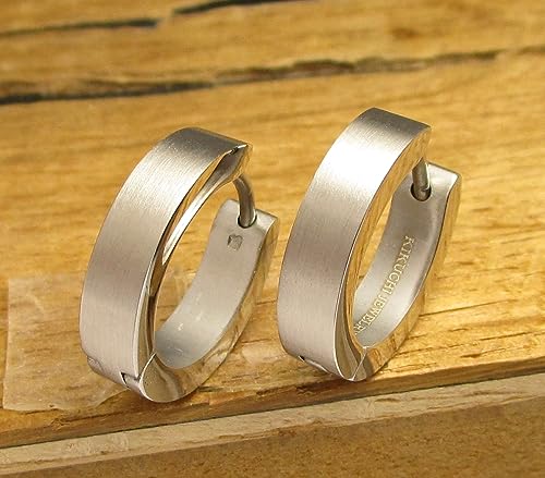 Kikuchi earrings Ø 12-18 mm titanium Clasp stainless steel hoop huggies angular matt silver women men