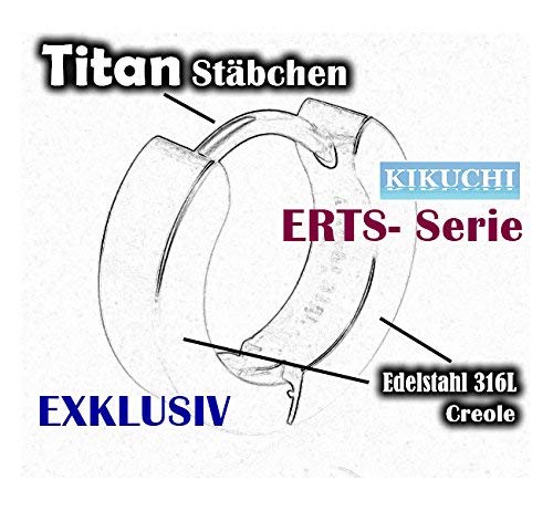 Kikuchi Ohrringe Titan Stäbchen Edelstahl Creolen Klein Kantig Schwar Silber Matt Allseitig Mattiert (Ø 12 mm / 3 mm)