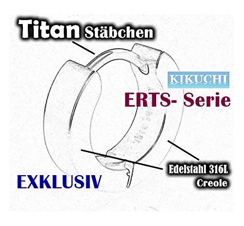 Kikuchi Earrings Titanium Rods Stainless Steel Hoops Small Square Black Silver Matt Matted on all sides (Ø 12 mm / 3 mm)