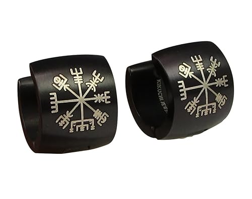 Kikuchi Earrings Titanium Rods Stainless Steel Hoop Earrings 10mm Extra Wide Vegvísir ERTS031