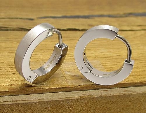 Kikuchi earrings Ø 12-18 mm titanium Clasp stainless steel hoop huggies angular matt silver women men