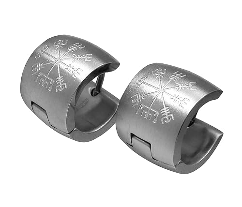 Kikuchi Earrings Titanium Rods Stainless Steel Hoop Earrings 10mm Extra Wide Vegvísir ERTS031