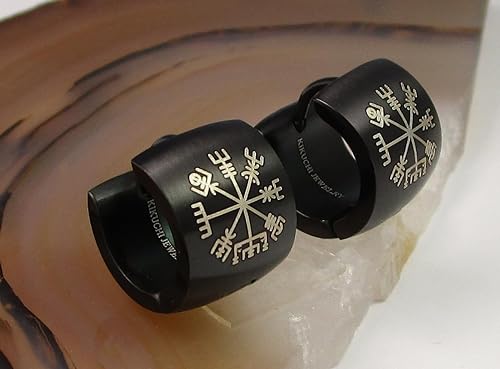 Kikuchi Earrings Titanium Rods Stainless Steel Hoop Earrings 10mm Extra Wide Vegvísir ERTS031