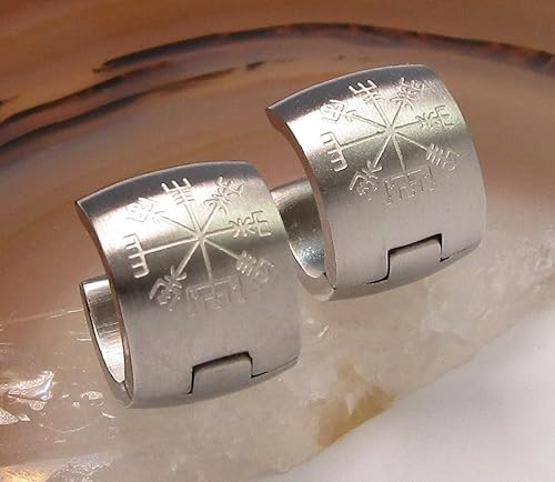 Kikuchi Earrings Titanium Rods Stainless Steel Hoop Earrings 10mm Extra Wide Vegvísir ERTS031