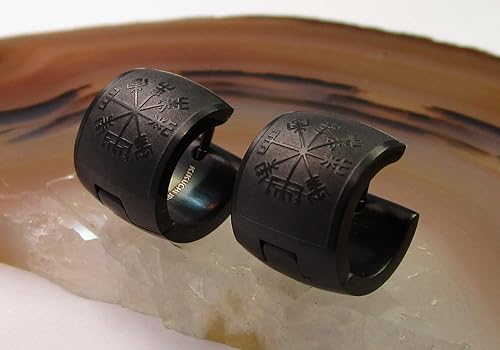 Kikuchi Earrings Titanium Rods Stainless Steel Hoop Earrings 10mm Extra Wide Vegvísir ERTS031