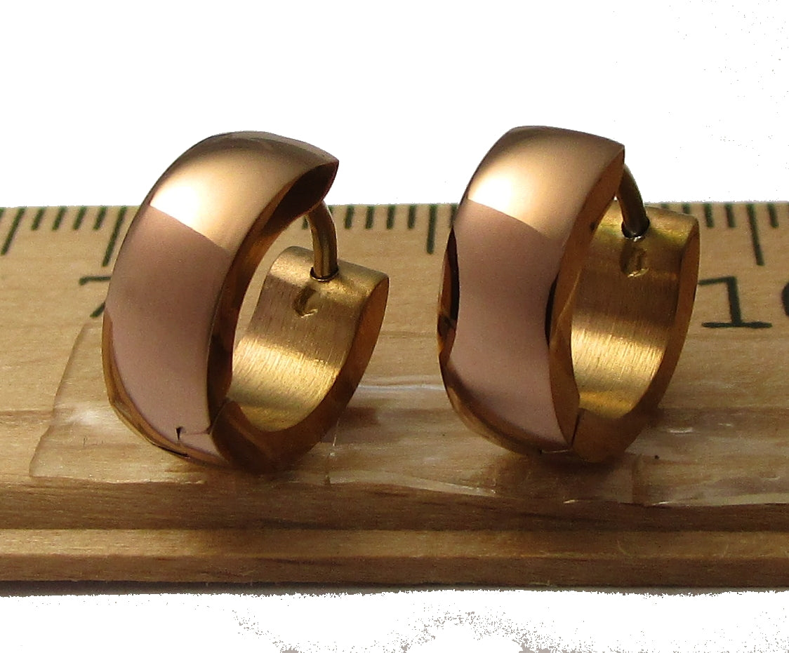 🎉 Edelstahl Ohrringe Ø 13,4 mm / 5 mm Bogen Creolen Schwarz Silber Blau Matt Gold Braun Rotgold Glänzend