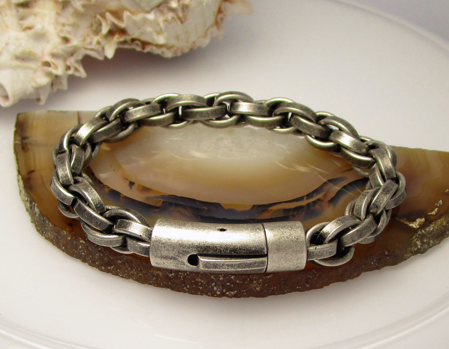 ⚜️ Männer Armband Edelstahl Armkette Herren Silber Modern Vintage Stil 20 / 21,5 / 23 cm