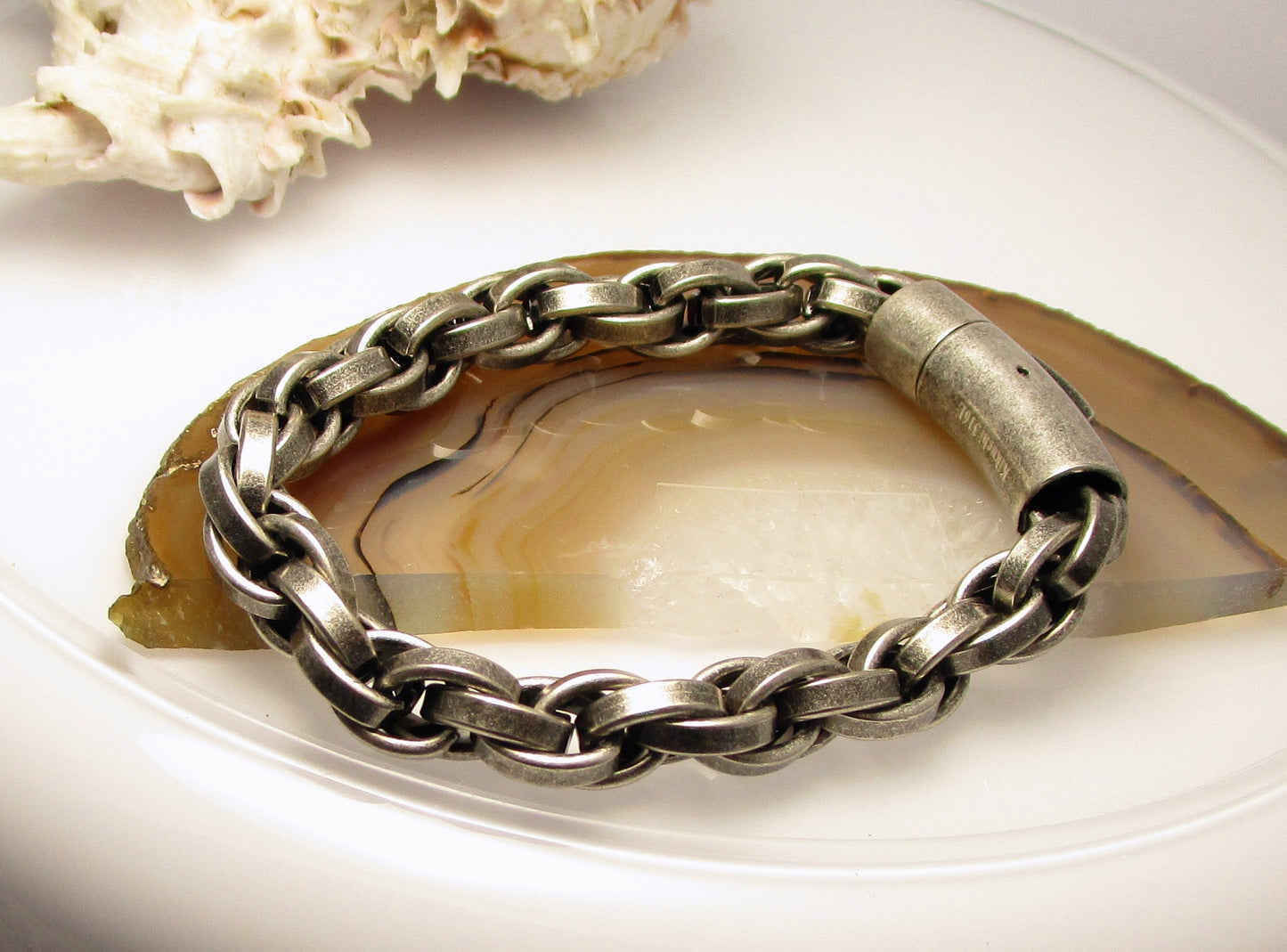 ⚜️ Männer Armband Edelstahl Armkette Herren Silber Modern Vintage Stil 20 / 21,5 / 23 cm
