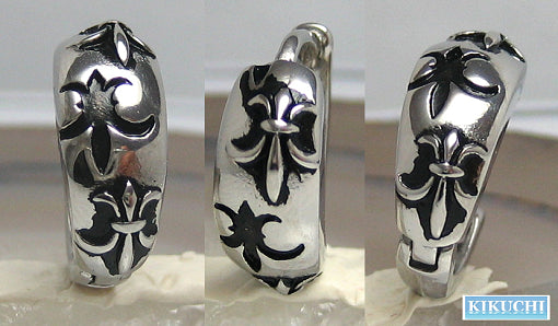 ✨Exklusiv Casting Ohrringe Edelstahl Klapp Creolen Silber Glänzend "Fleur de Lis " für Herren Damen
