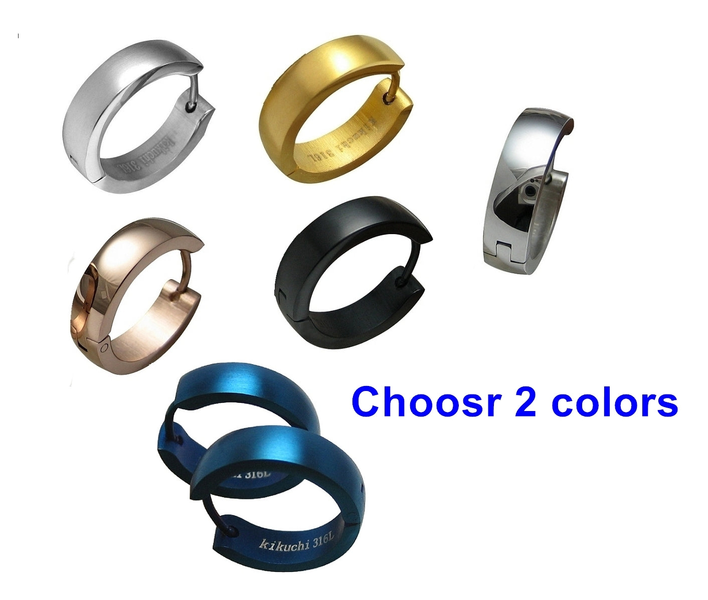 🎉 Edelstahl Ohrringe Unisex Ø 18 mm / 4,8 mm Bogen Creolen Schwarz Rotgold Silber Blau Matt Glänzend