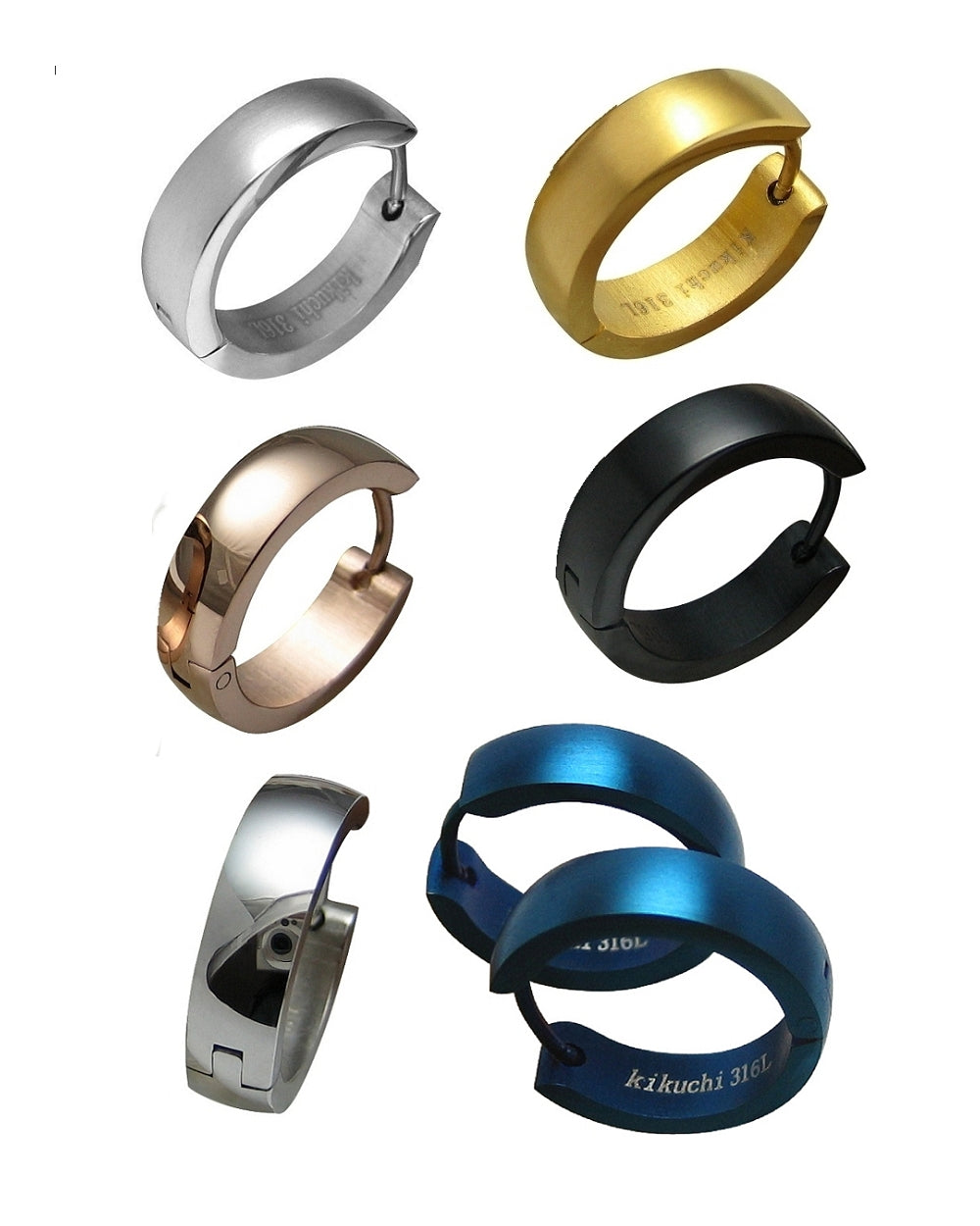 🎉 Edelstahl Ohrringe Unisex Ø 18 mm / 4,8 mm Bogen Creolen Schwarz Rotgold Silber Blau Matt Glänzend