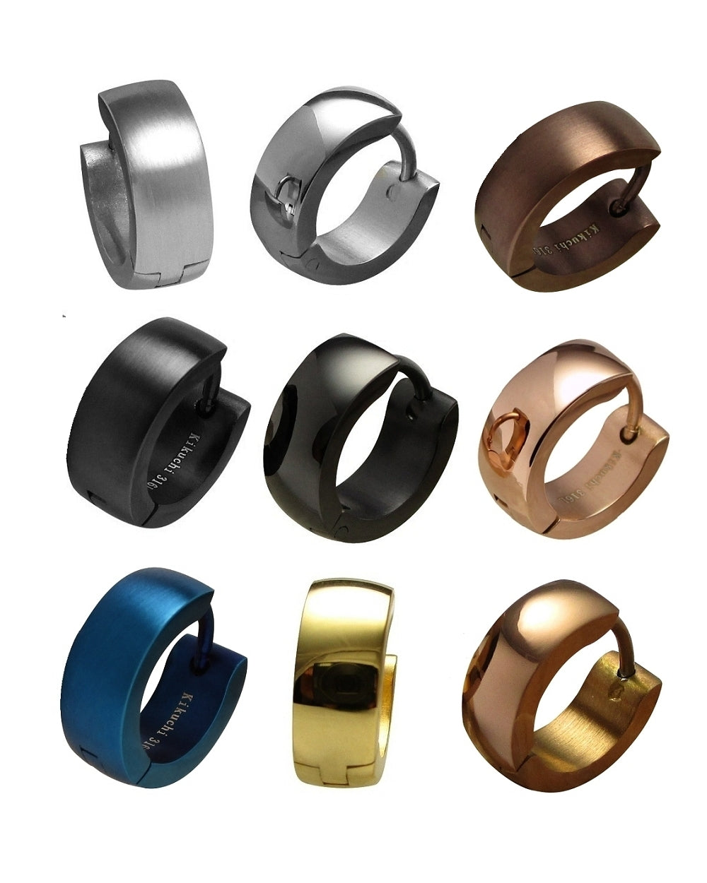 🎉 Edelstahl Ohrringe Ø 13,4 mm / 5 mm Bogen Creolen Schwarz Silber Blau Matt Gold Braun Rotgold Glänzend