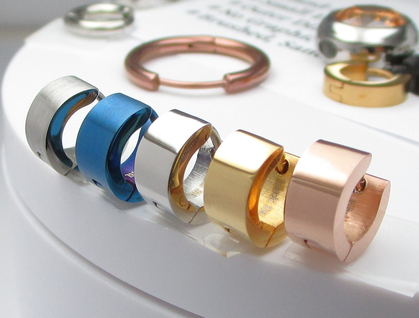 🔷 Kleine Ohrringe Ø 10 mm / 5 mm XS Helix Mini Creolen Gold Silber Rotgold Hochglänzend Blau Matt
