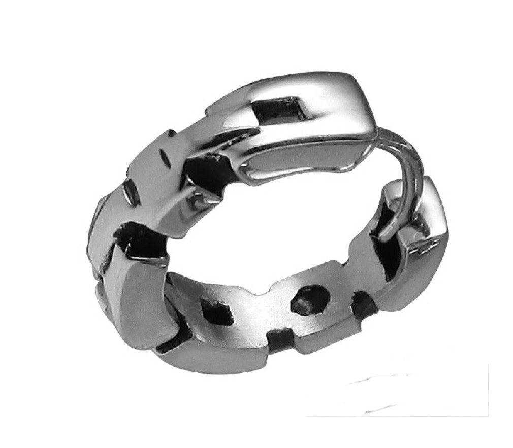 🎉 Edelstahl Ohrring Klapp Creole Ø 16,7 mm Cast Kette Silber Schwarz Glänzend Herren DamenER15171