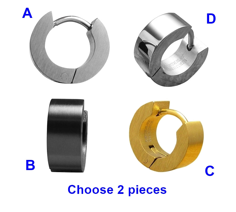 🔷 Männer Ohrringe Ø 12 mm / 5 mm Creolen Allseitig Matt Schwarz Gold Silber Hochglänzend ER15180