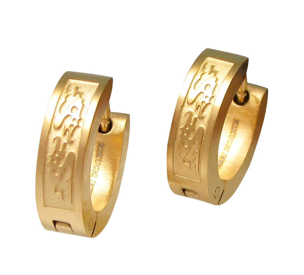 Herren Ohrringe Titan Verschluss Edelstahl Creolen Schwarz Silber Gold Drachen ERTS003