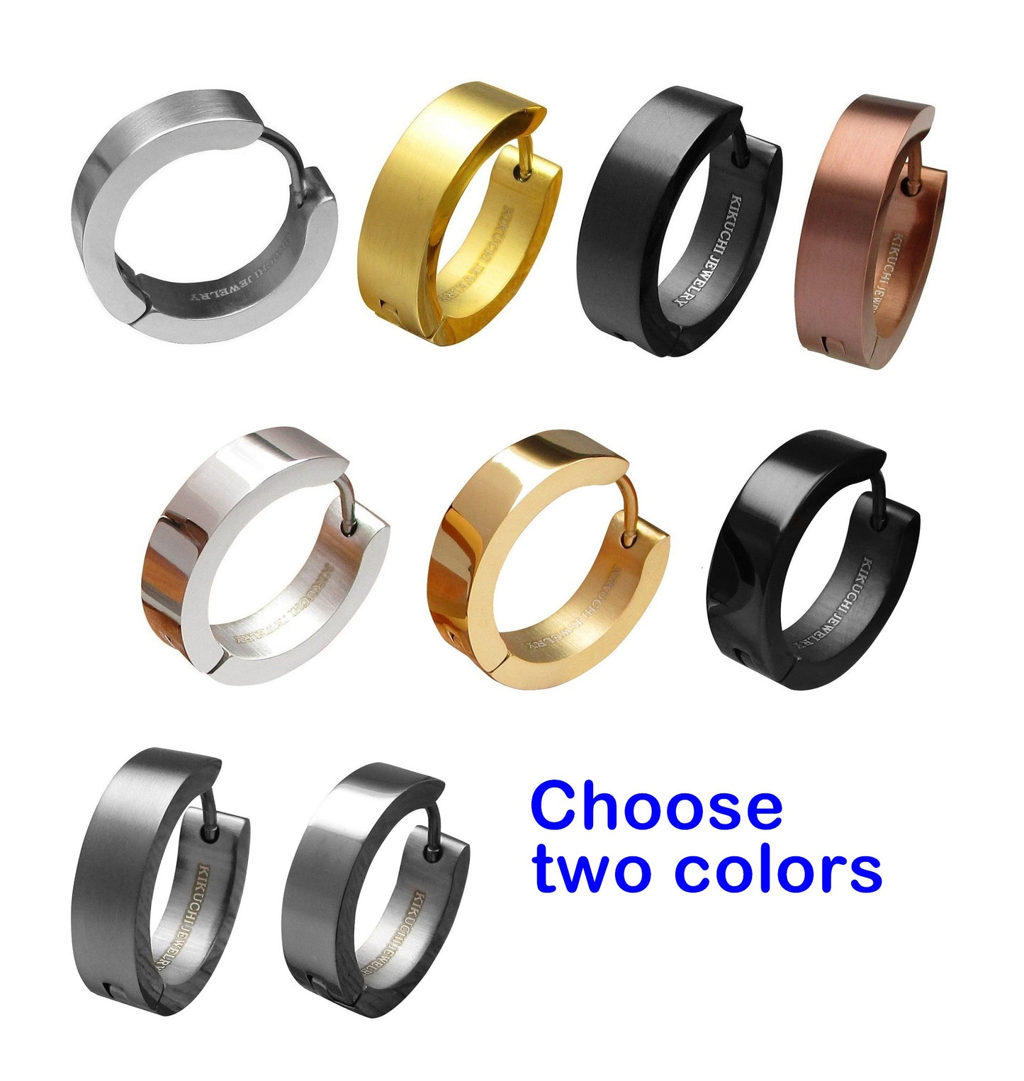 ✨Ø18mm / 5mm titanium bar earrings stainless steel hoops straight brushed & high gloss ERTS006