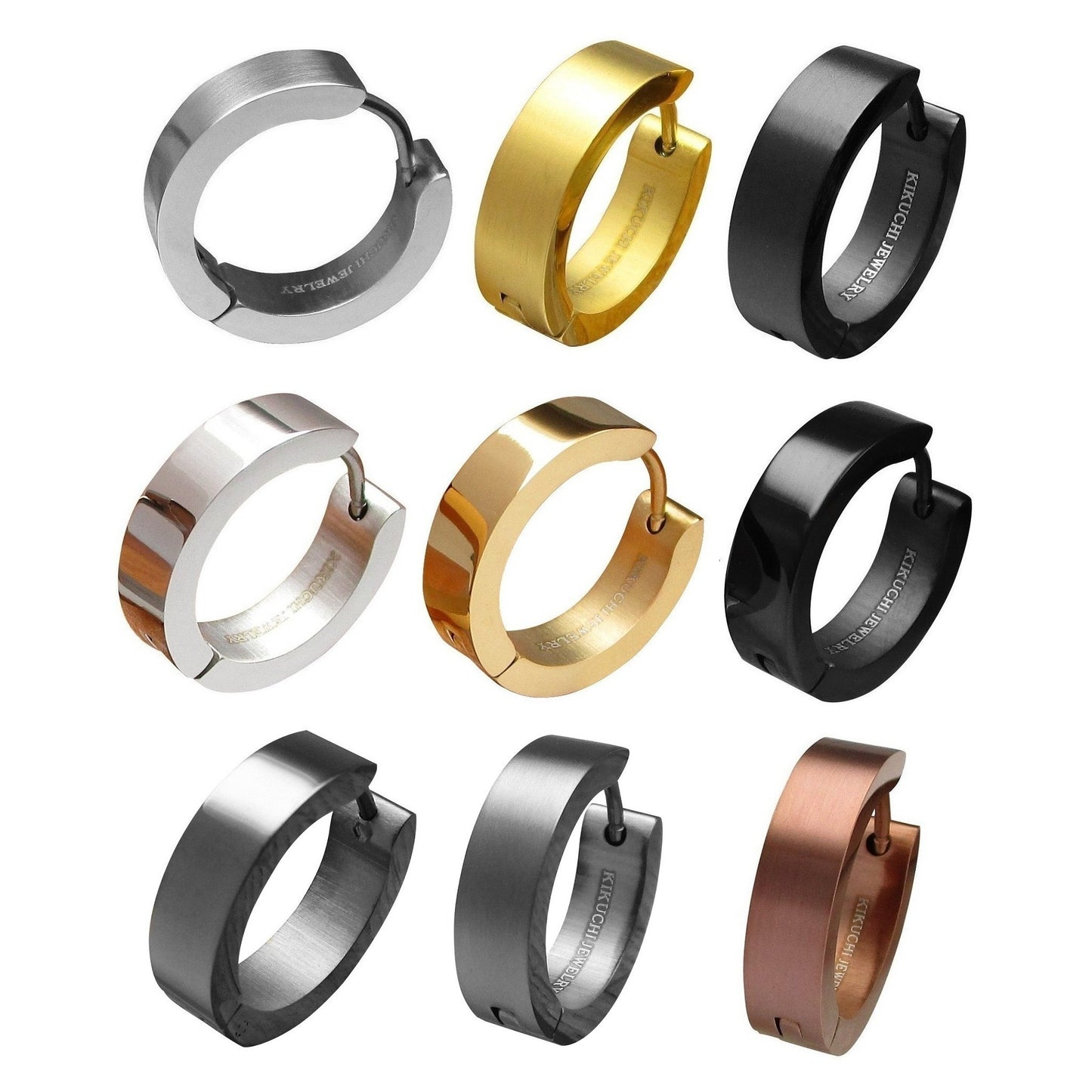 ✨Ø18mm / 5mm titanium bar earrings stainless steel hoops straight brushed & high gloss ERTS006