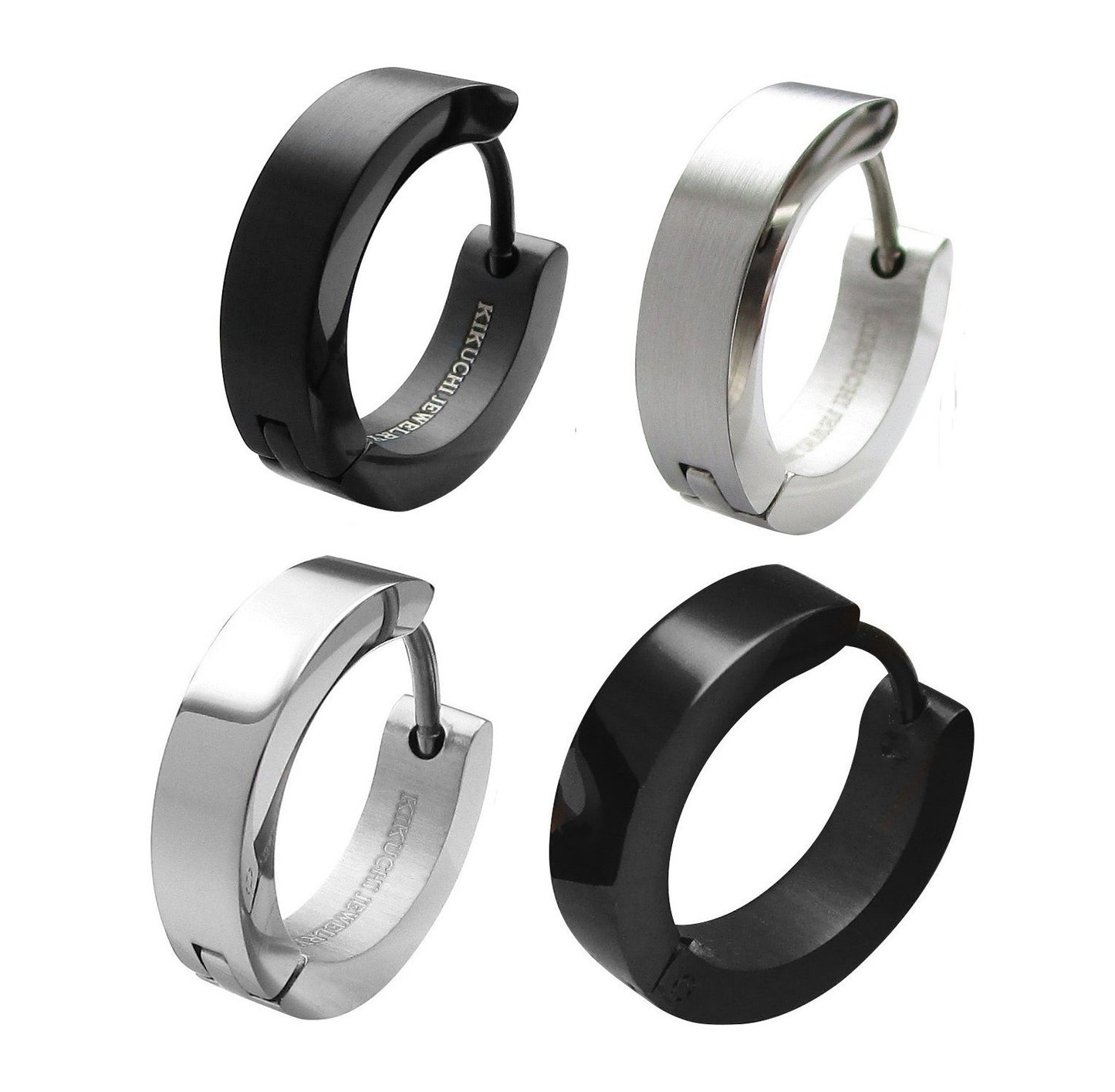 🔶 Ø 16 mm Titan Stab Ohrringe Edelstahl Creolen Ohrclicker Hoop Kantig Schwarz Silber Matt & hochglänzend ERTS009