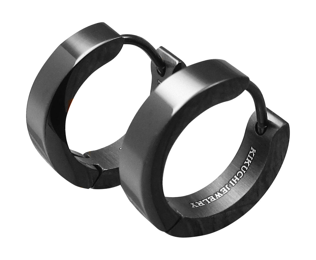 🔶 Ø 16 mm Titan Stab Ohrringe Edelstahl Creolen Ohrclicker Hoop Kantig Schwarz Silber Matt & hochglänzend ERTS009
