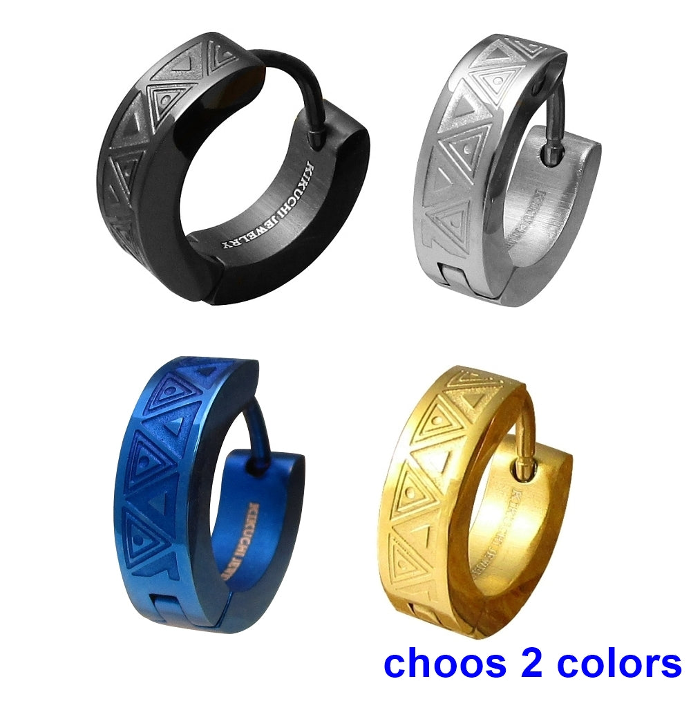 ✨ Edelstahl Ohrringe Titan Stäbchen Klapp Creolen Männer Totem Tattoo ERTS027