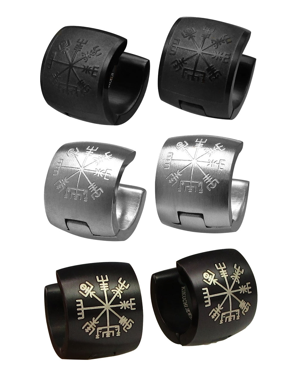 Kikuchi Earrings Titanium Rods Stainless Steel Hoop Earrings 10mm Extra Wide Vegvísir ERTS031