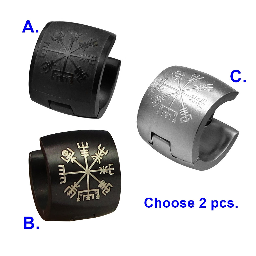 Kikuchi Earrings Titanium Rods Stainless Steel Hoop Earrings 10mm Extra Wide Vegvísir ERTS031
