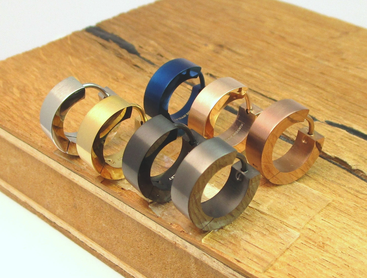 Edelstahl Ohrringe Titan Verschluss Ø 15 mm / 5 mm klapp Creolen Kantig Einsengrau und Mehr