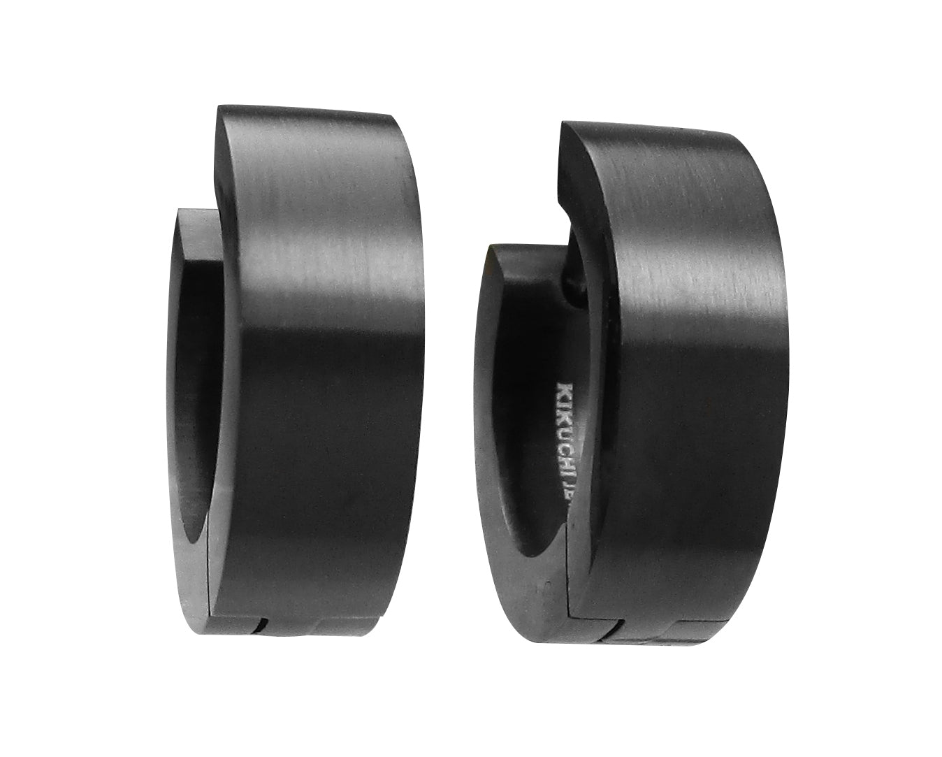 Kikuchi Herren Ohrringe Titan Stäbchen Edelstahl Klapp Creolen Matt Schwarz Ø 12-18 mm 7 Größen