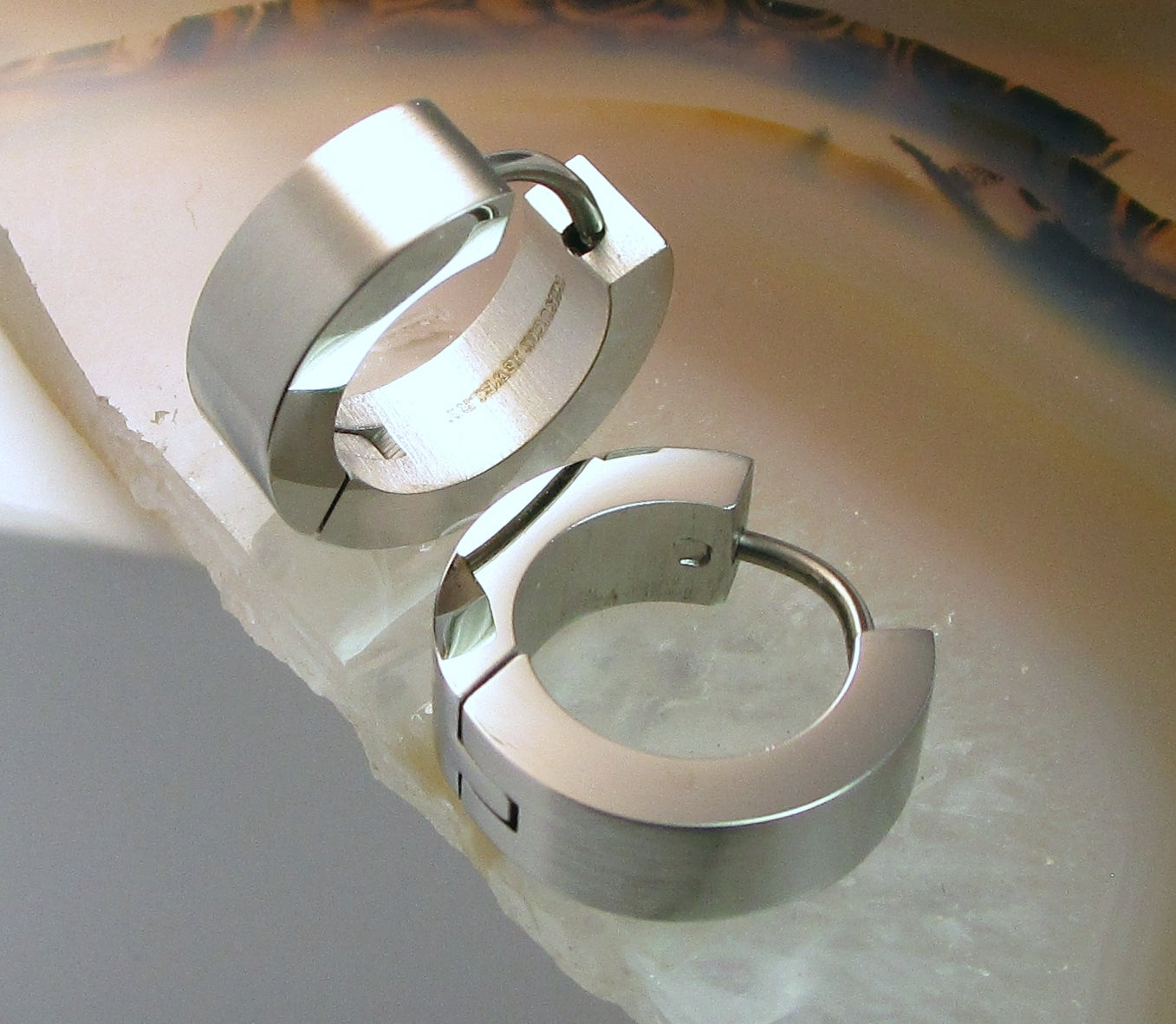 Kikuchi earrings Ø 12-18 mm titanium Clasp stainless steel hoop huggies angular matt silver women men