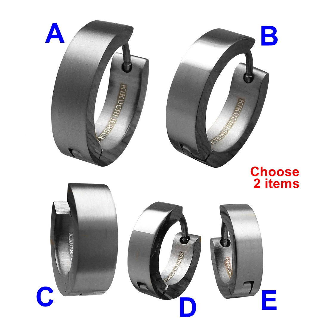 đ¶ Titan StĂ€bchen Ohrringe Edelstahl Klapp Creolen Eisenschwarz Matt HochglĂ€nzend Ă 13 - 18 mm