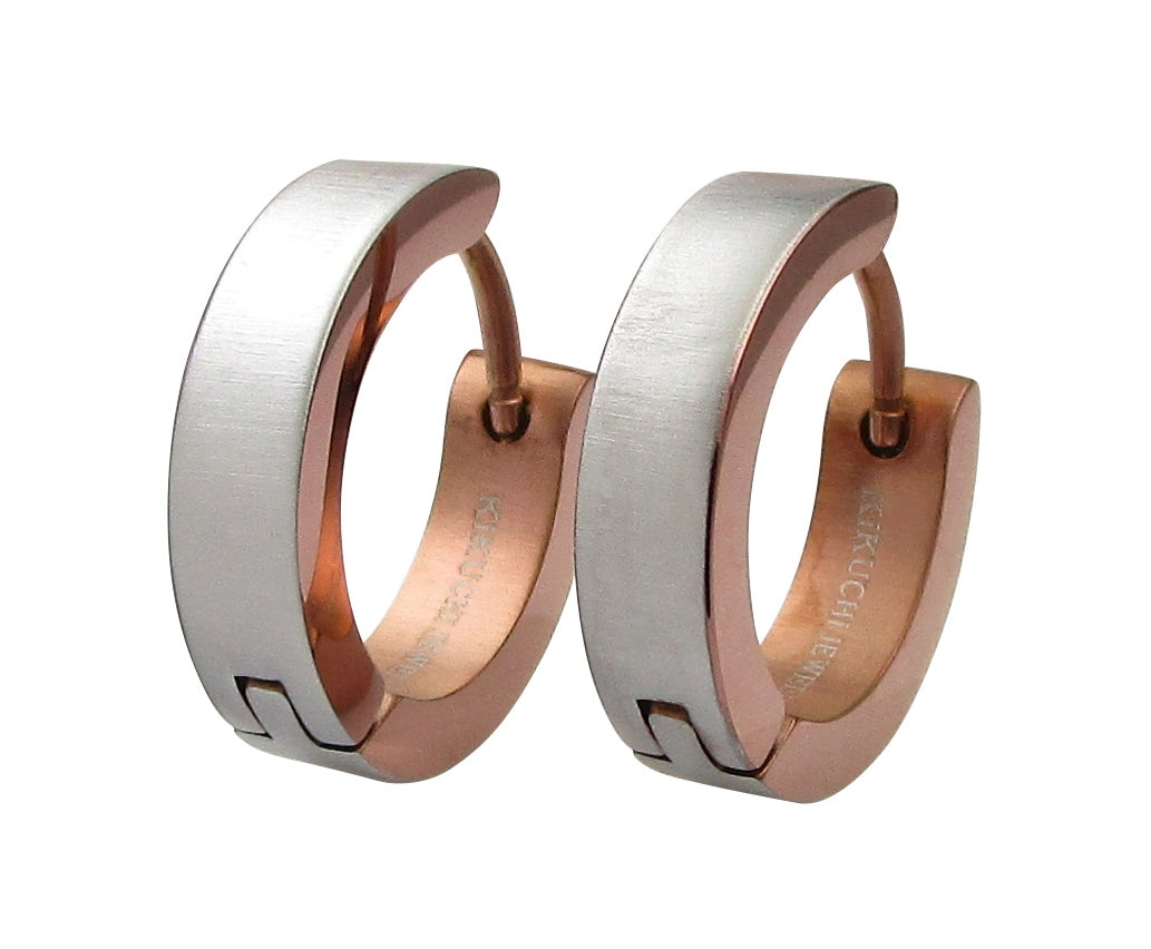 🔶 Ø 16 mm Ohrringe Horizontal gebürstet mit 18g Titan Stab Zweifarbig Klapp Creolen Ohrclicker Kantig Schwarz Gold Blau Bronze ERTS039