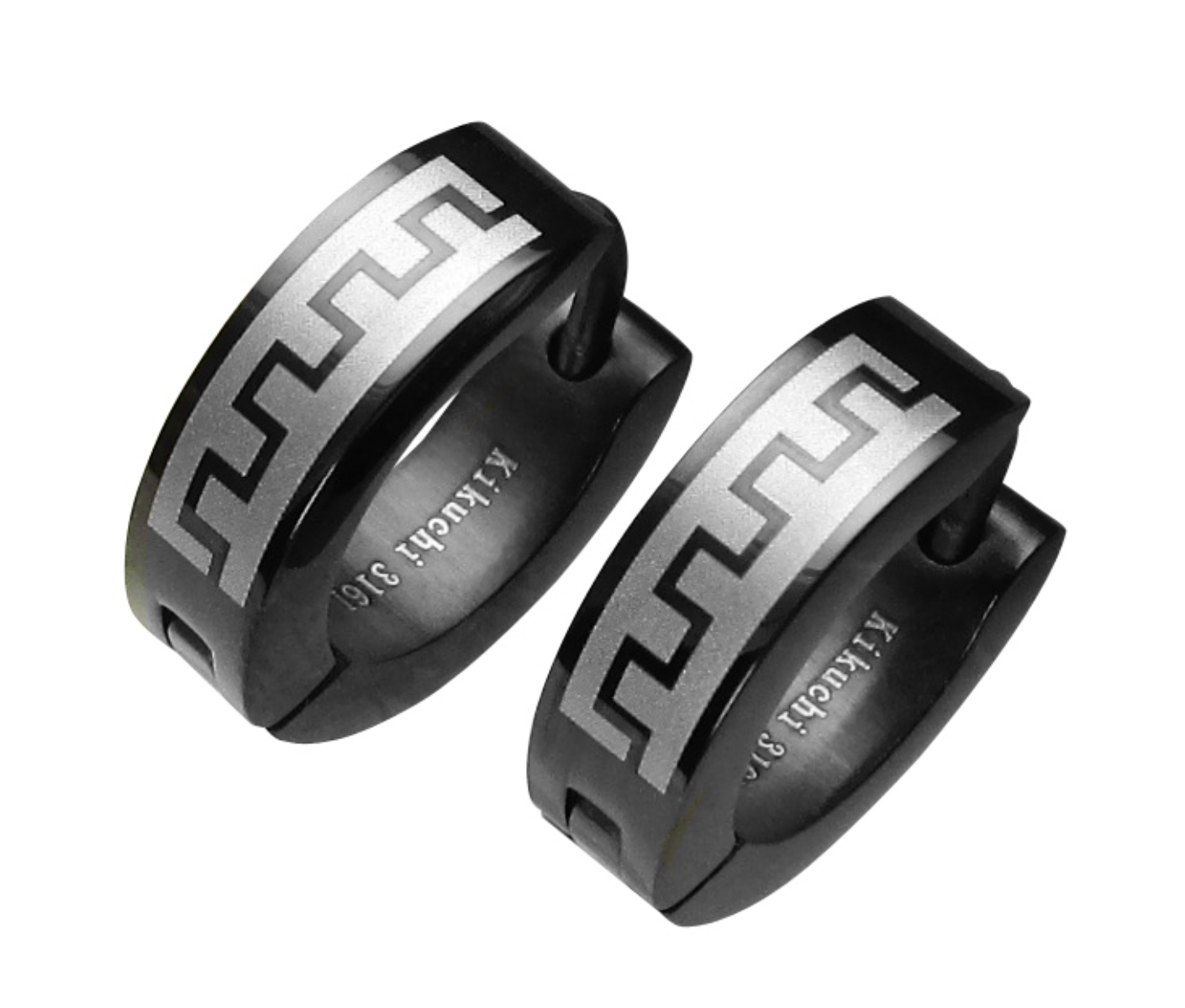 ✨ Männer Ohrringe Titan Stäbchen Edelstahl Hoop Klapp Creolen Mauer Greek ERTS002