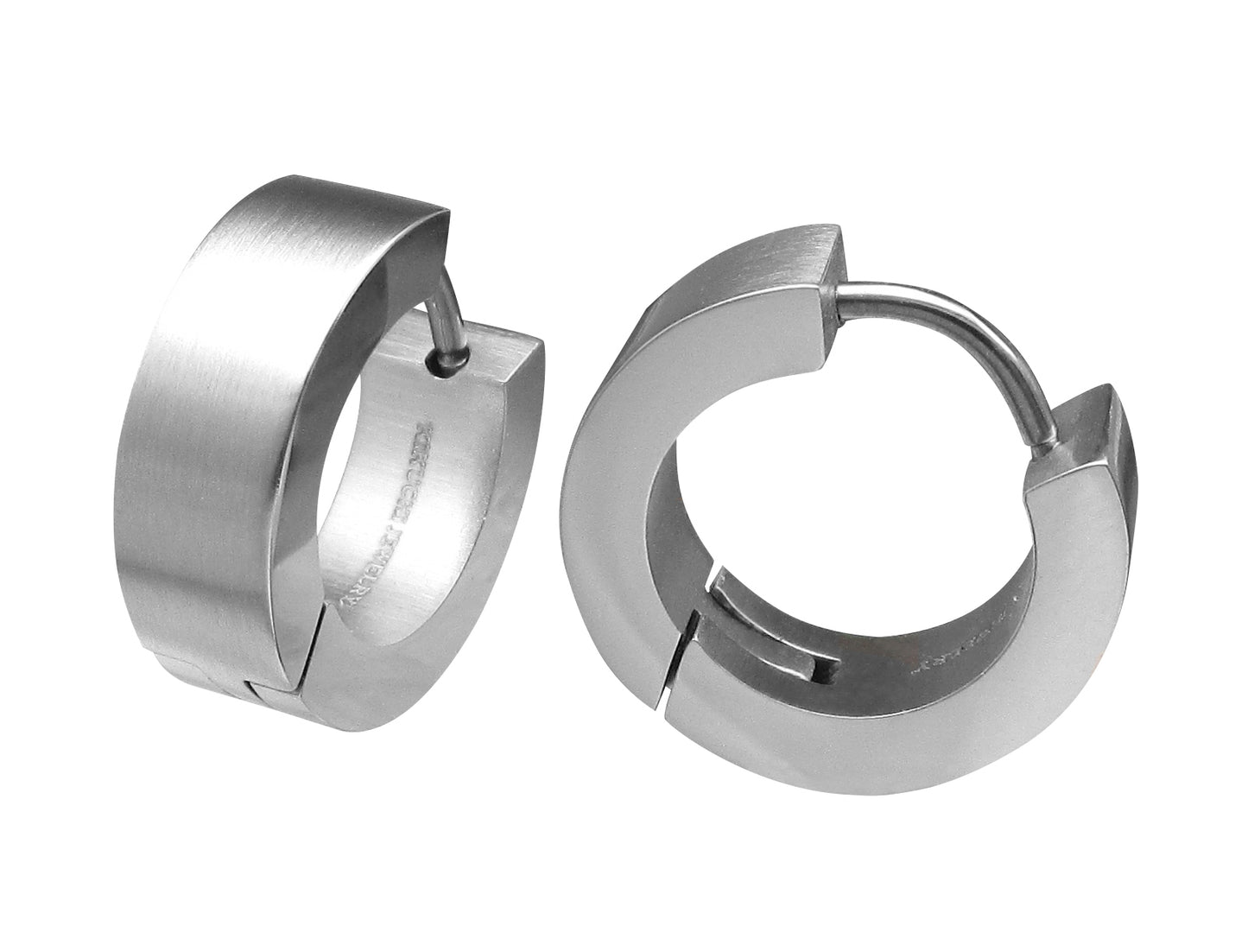Edelstahl Ohrringe Titan Verschluss Ø 15 mm / 5 mm klapp Creolen Kantig Einsengrau und Mehr