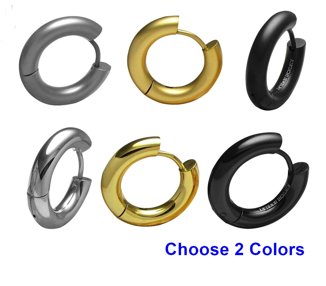 Ø 20 mm / 4 mm earrings titanium clasp matt high gloss stainless steel hoop Huggies large tube silver gold black women & men
