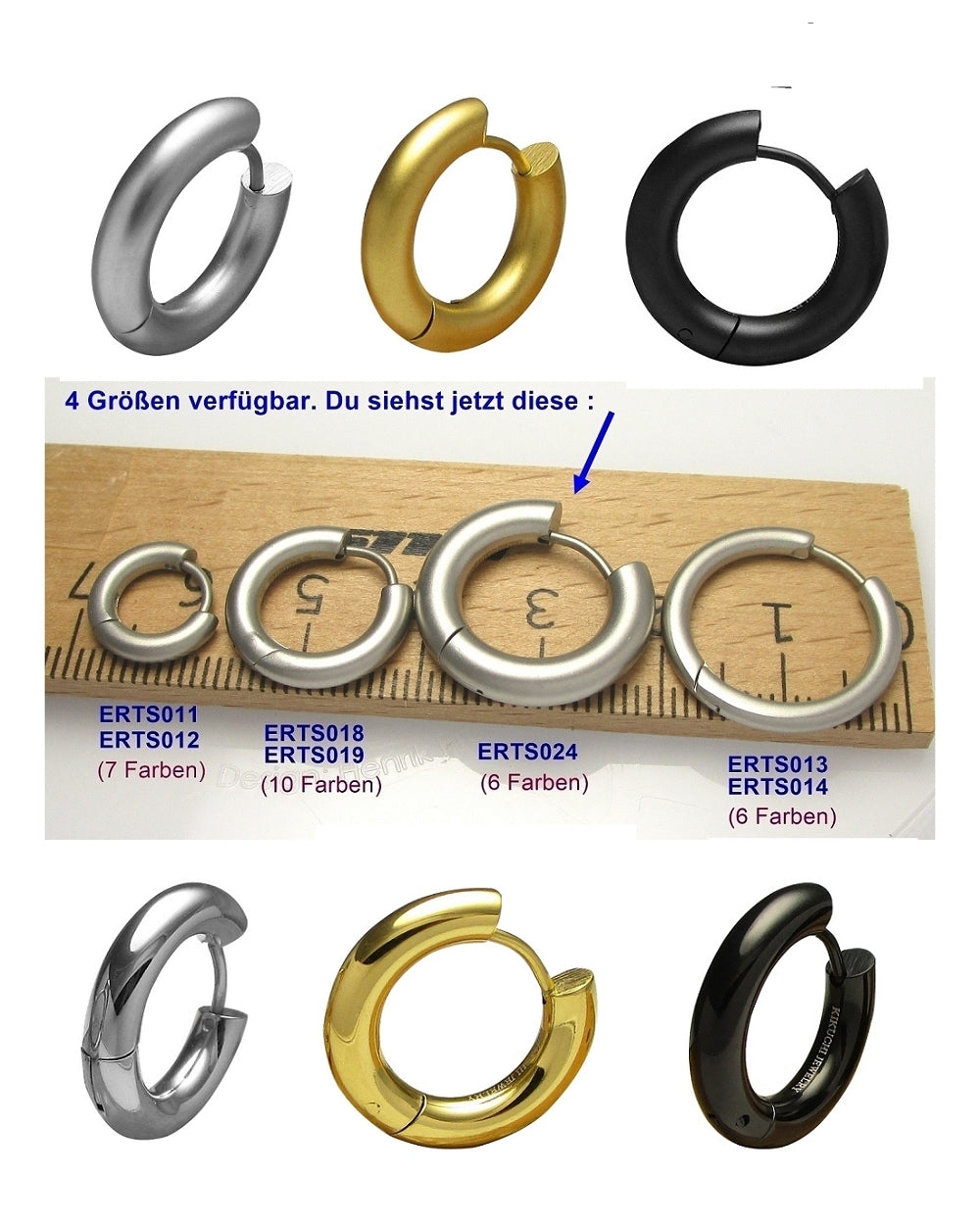 Ø 20 mm / 4 mm earrings titanium clasp matt high gloss stainless steel hoop Huggies large tube silver gold black women & men