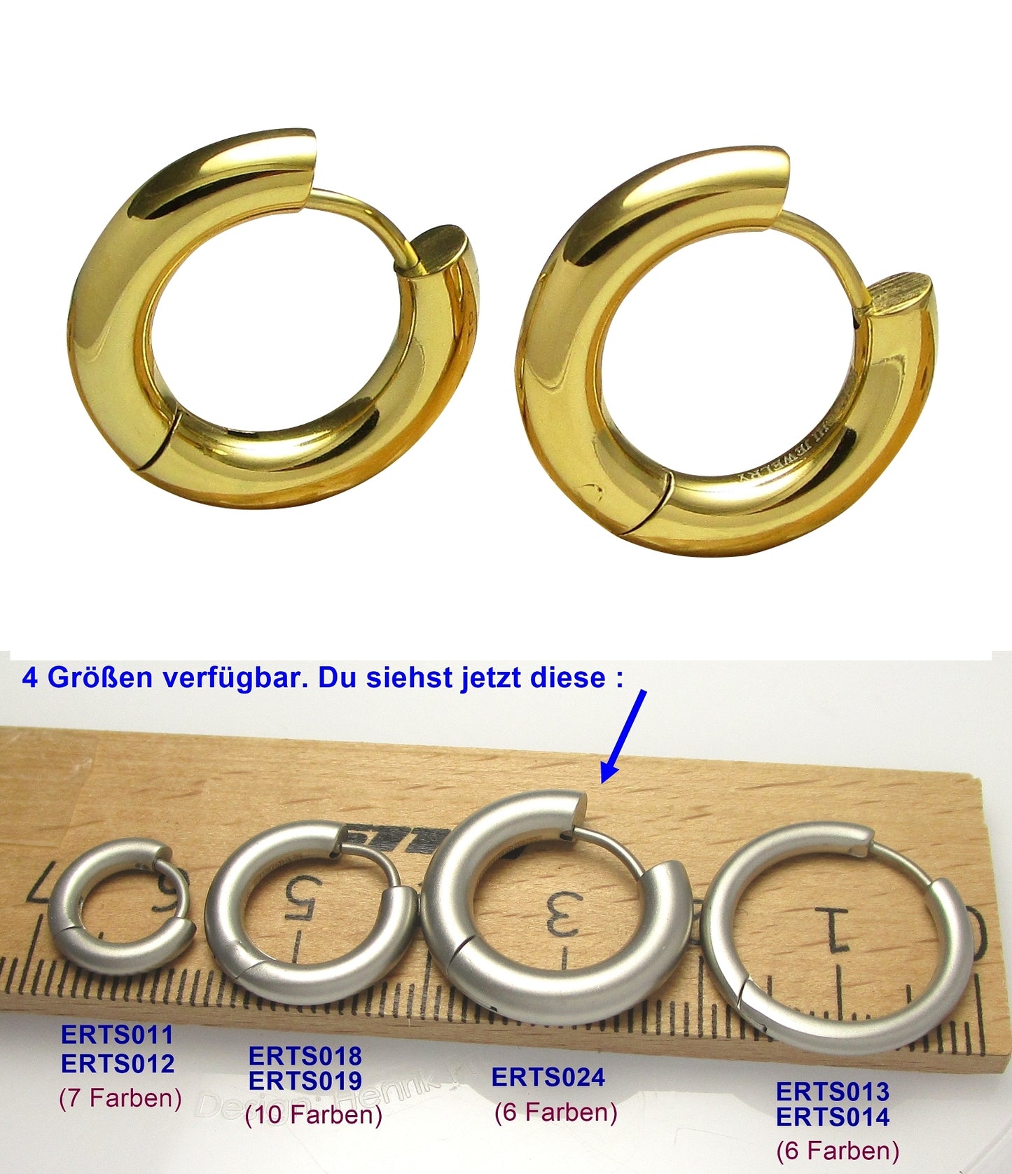 Ø 20 mm / 4 mm earrings titanium clasp matt high gloss stainless steel hoop Huggies large tube silver gold black women & men