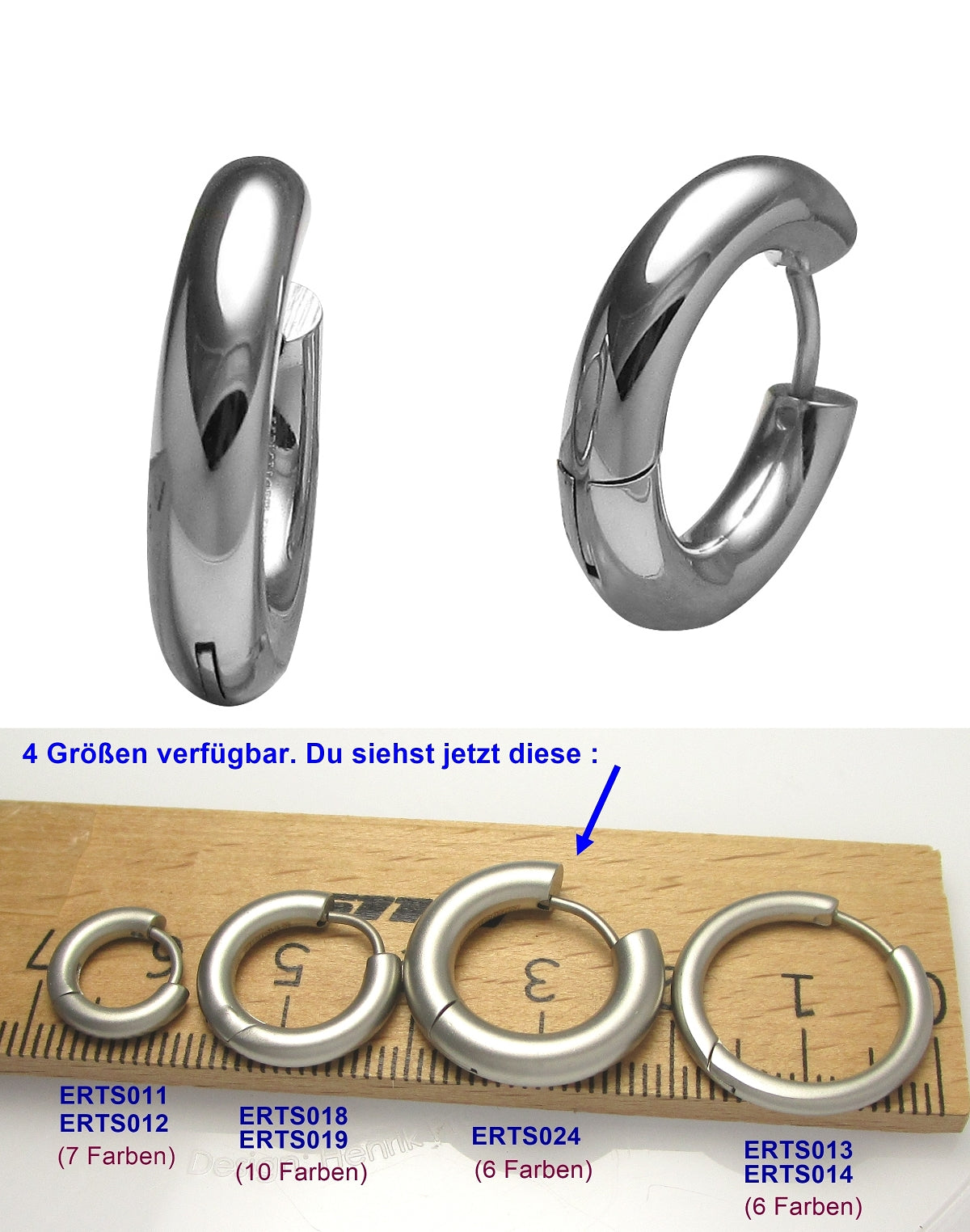 Ø 20 mm / 4 mm earrings titanium clasp matt high gloss stainless steel hoop Huggies large tube silver gold black women & men