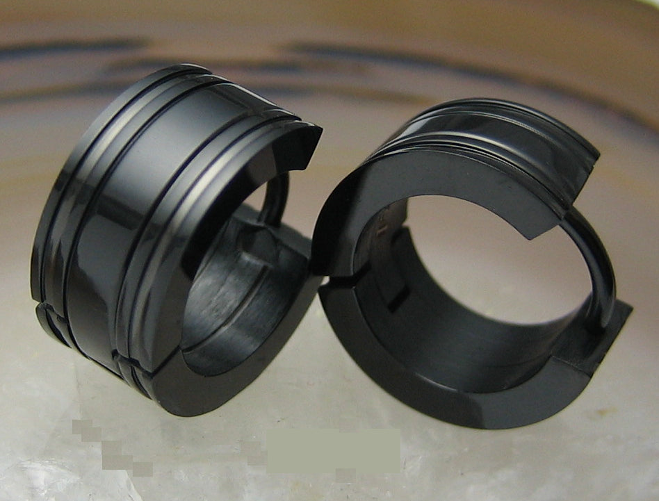 🔶 Unisex Edelstahl Ohrringe Klapp Creolen 6,5mm Kantig Fräsung Silber Rotgold Schwarz ER15129
