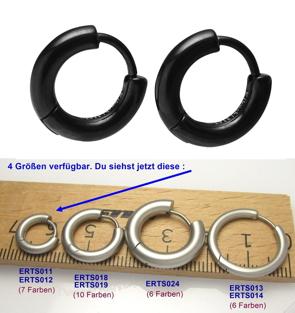 Ø 12 mm / 2.5 mm earrings titanium clasp matt high gloss stainless steel hoop huggies narrow tube